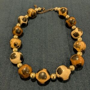 Beige, Brown and Black Beaded Necklace